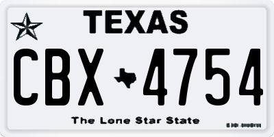 TX license plate CBX4754