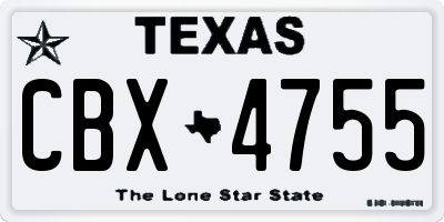 TX license plate CBX4755