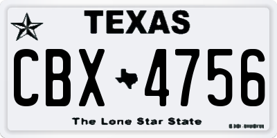 TX license plate CBX4756