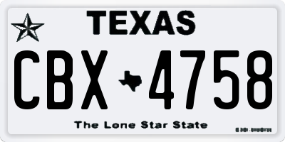 TX license plate CBX4758