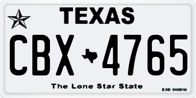 TX license plate CBX4765