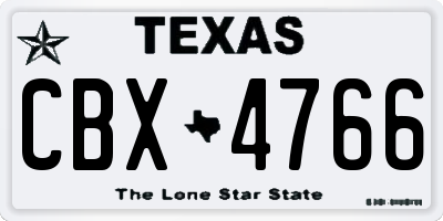 TX license plate CBX4766