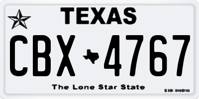 TX license plate CBX4767