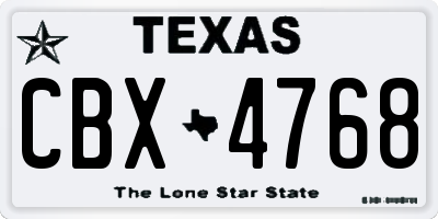 TX license plate CBX4768