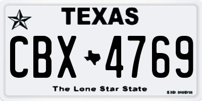 TX license plate CBX4769
