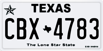 TX license plate CBX4783