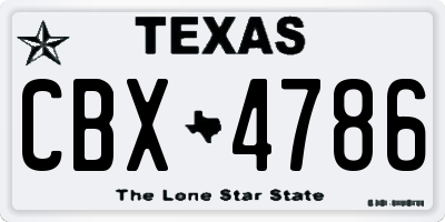 TX license plate CBX4786
