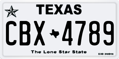 TX license plate CBX4789