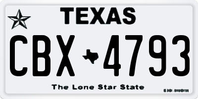 TX license plate CBX4793