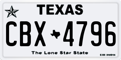 TX license plate CBX4796