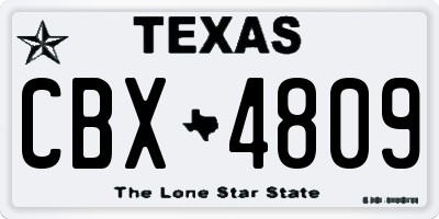 TX license plate CBX4809