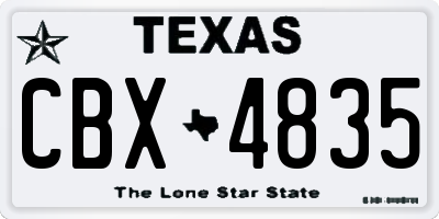 TX license plate CBX4835
