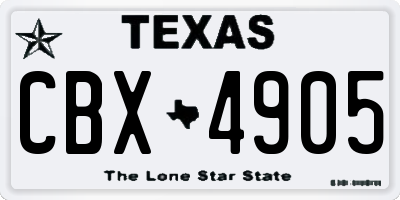 TX license plate CBX4905