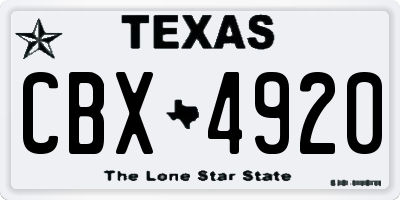 TX license plate CBX4920