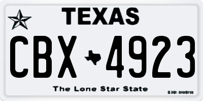 TX license plate CBX4923