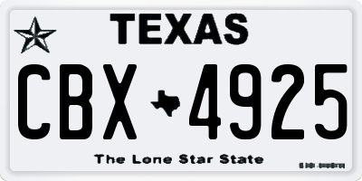 TX license plate CBX4925