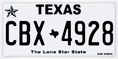 TX license plate CBX4928