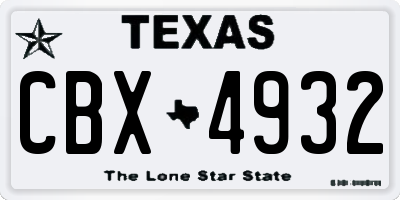 TX license plate CBX4932