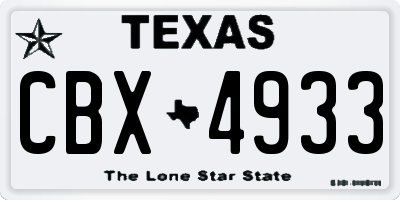 TX license plate CBX4933