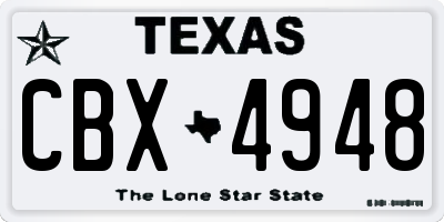 TX license plate CBX4948