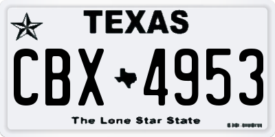 TX license plate CBX4953