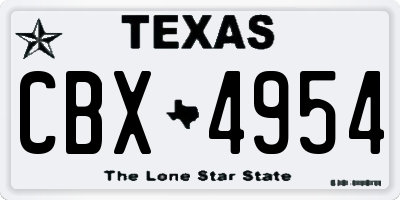 TX license plate CBX4954
