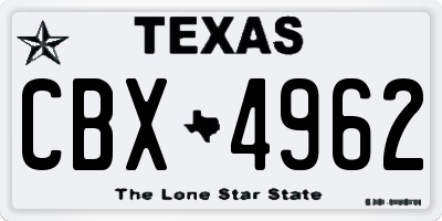 TX license plate CBX4962
