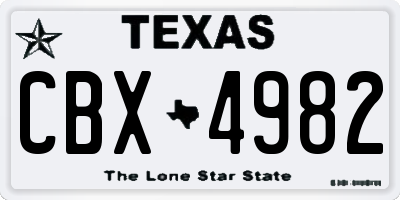TX license plate CBX4982