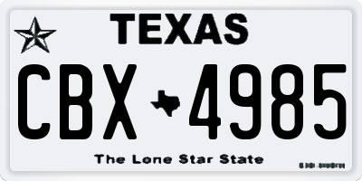 TX license plate CBX4985