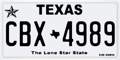 TX license plate CBX4989