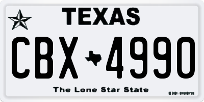 TX license plate CBX4990