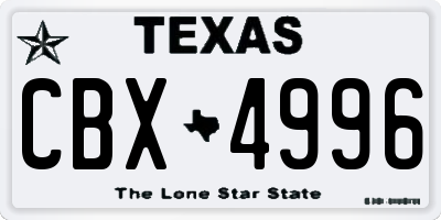 TX license plate CBX4996