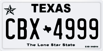 TX license plate CBX4999