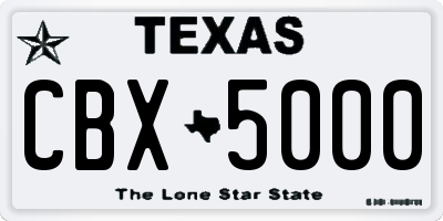 TX license plate CBX5000