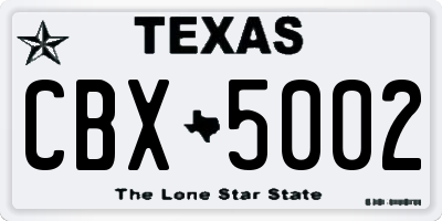 TX license plate CBX5002