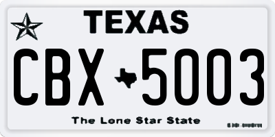 TX license plate CBX5003