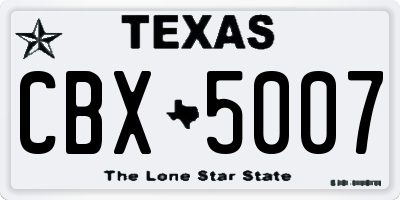 TX license plate CBX5007