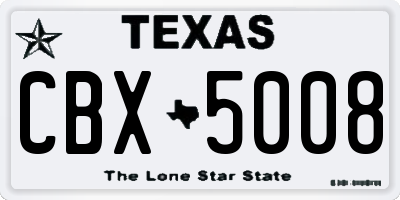 TX license plate CBX5008