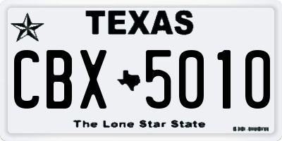 TX license plate CBX5010