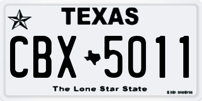 TX license plate CBX5011