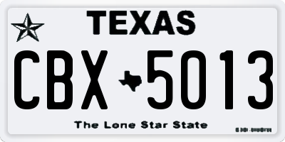 TX license plate CBX5013