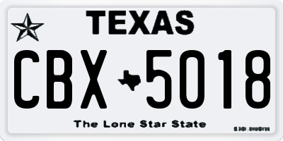 TX license plate CBX5018
