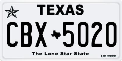 TX license plate CBX5020