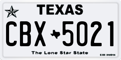 TX license plate CBX5021