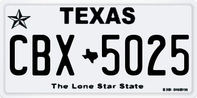 TX license plate CBX5025