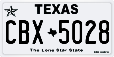 TX license plate CBX5028