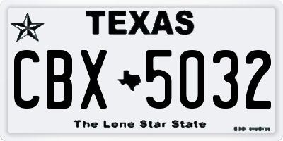 TX license plate CBX5032