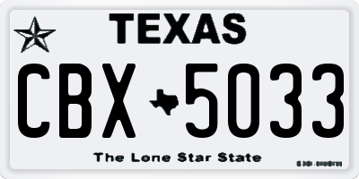 TX license plate CBX5033