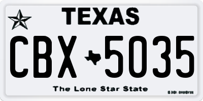 TX license plate CBX5035
