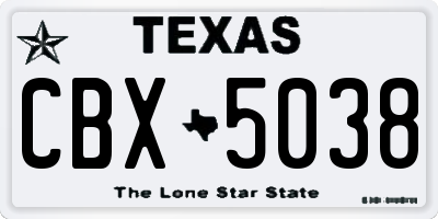 TX license plate CBX5038